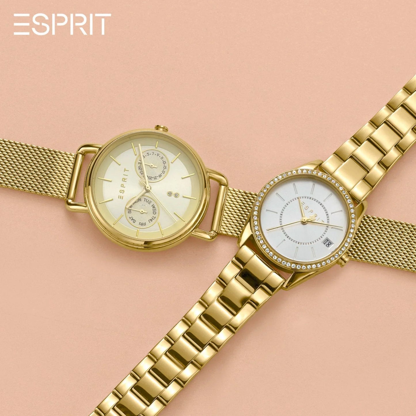 Esprit Women's Gold Stainless Steel Watch, Silver Dial | ES1L195M0085