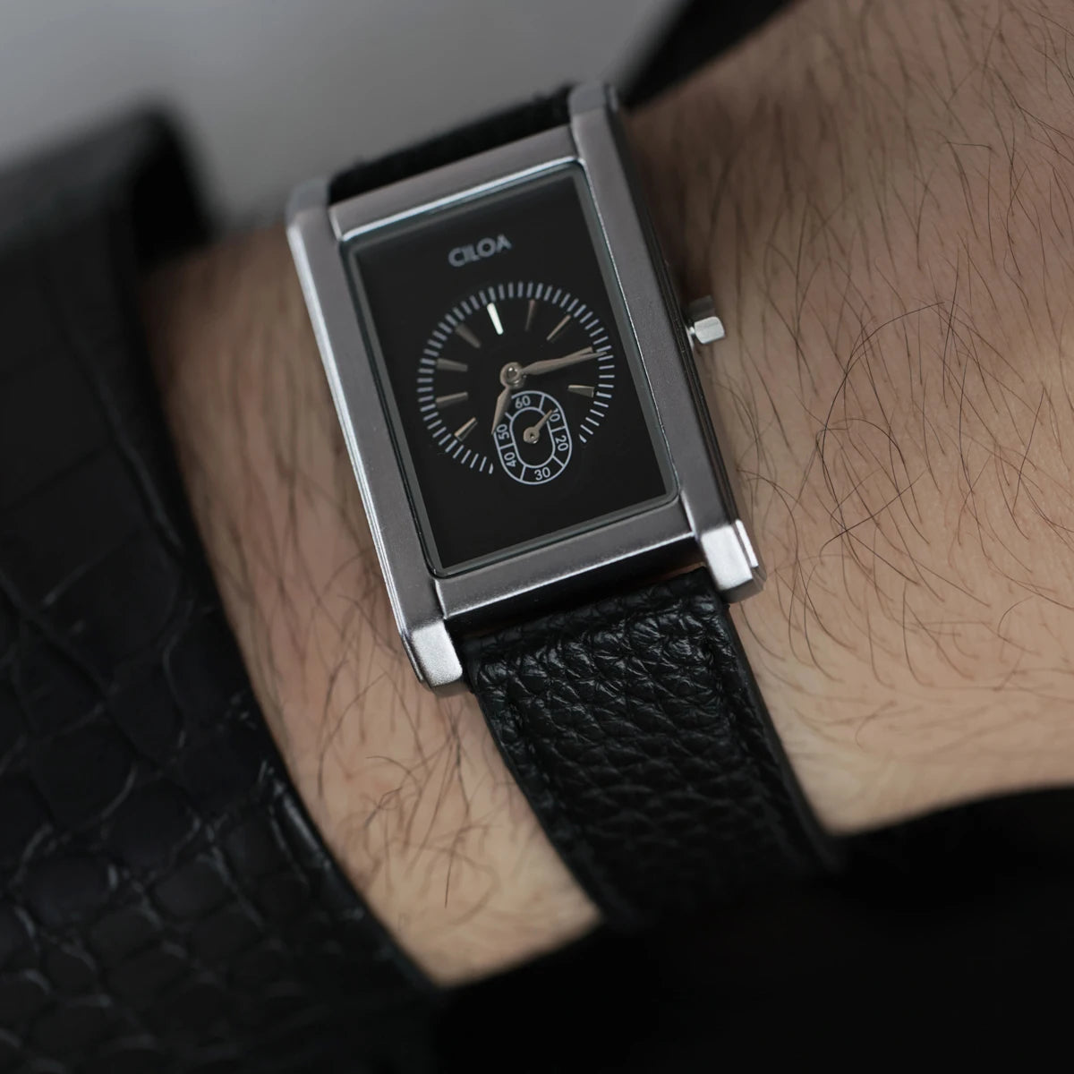 CILOA Tank Square – Orologio da Polso al Quarzo, Cassa Rettangolare in Acciaio Inox
