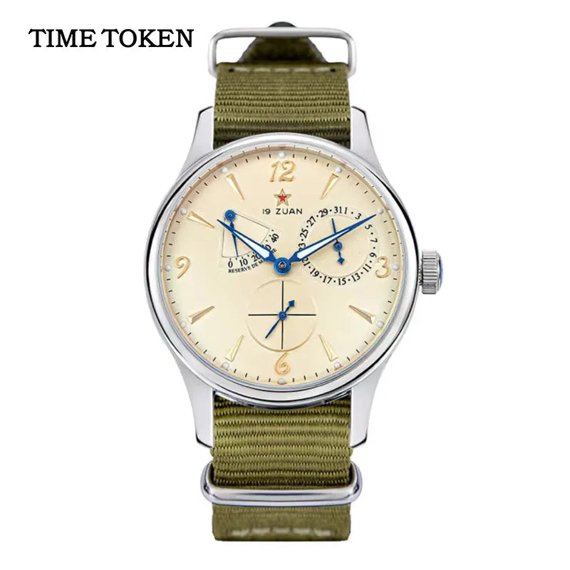 Mens Pilot Automatic Mechanical Watch Seagull ST17 Sapphire Crystal Waterproof Retro Style