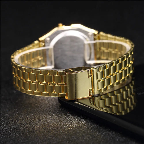Elegant Digital Watch For Women Gold Silver