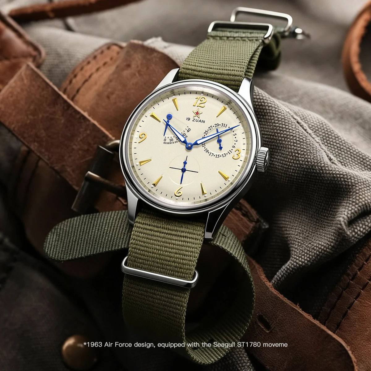 Mens Pilot Automatic Mechanical Watch Seagull ST17 Sapphire Crystal Waterproof Retro Style