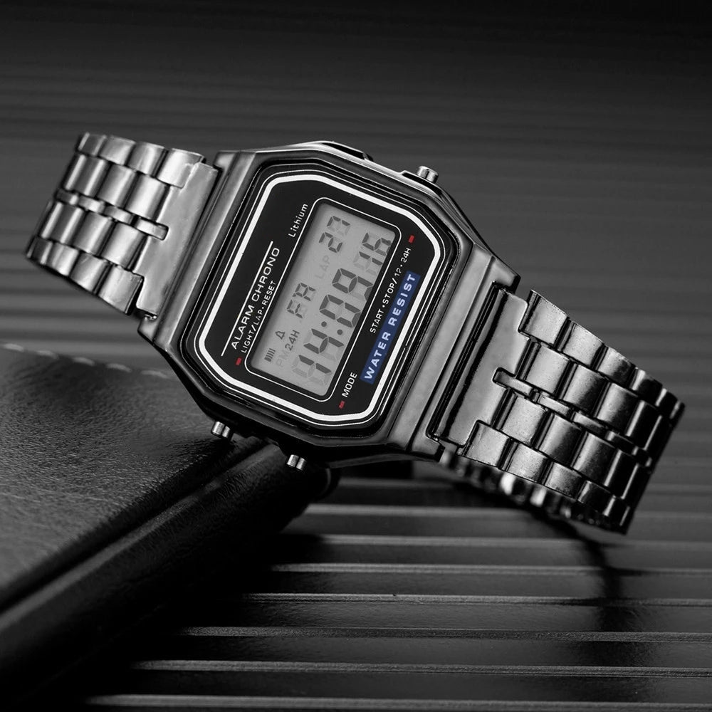 Elegant Digital Watch For Women Gold Silver