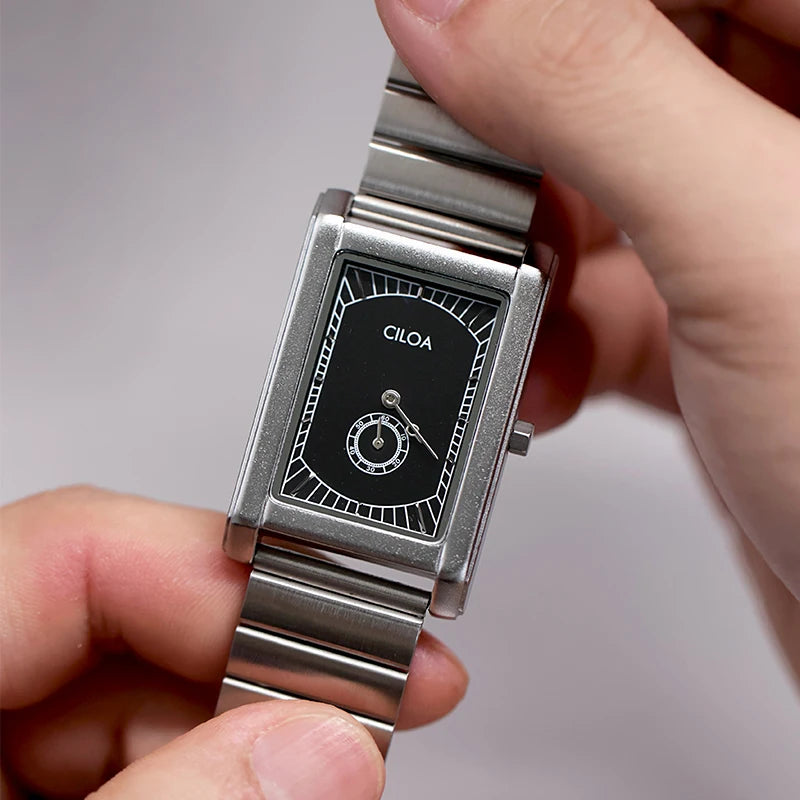 CILOA Tank Square – Orologio da Polso al Quarzo, Cassa Rettangolare in Acciaio Inox