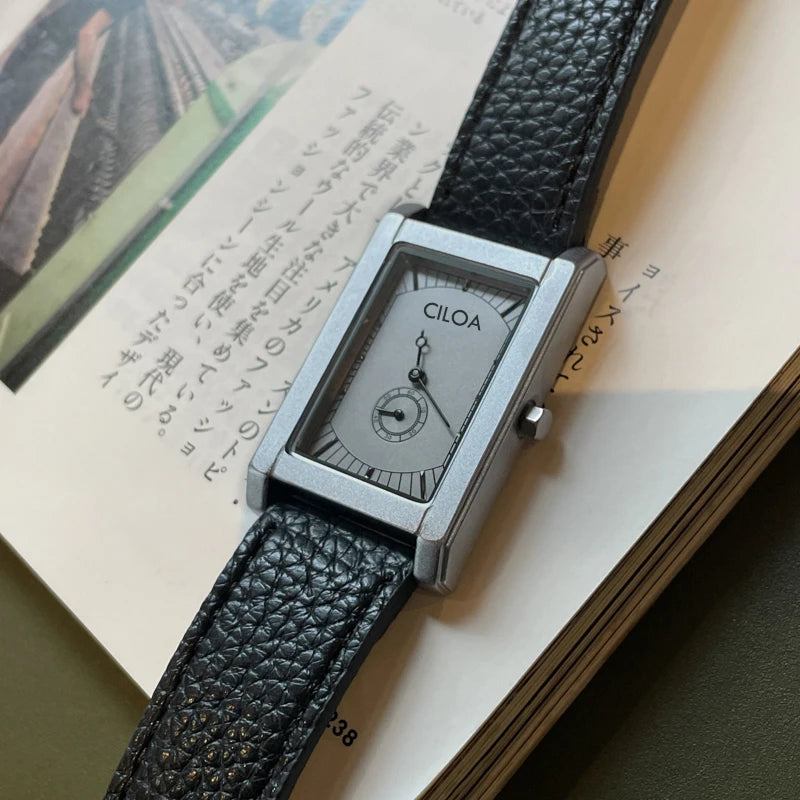 CILOA Tank Square – Orologio da Polso al Quarzo, Cassa Rettangolare in Acciaio Inox