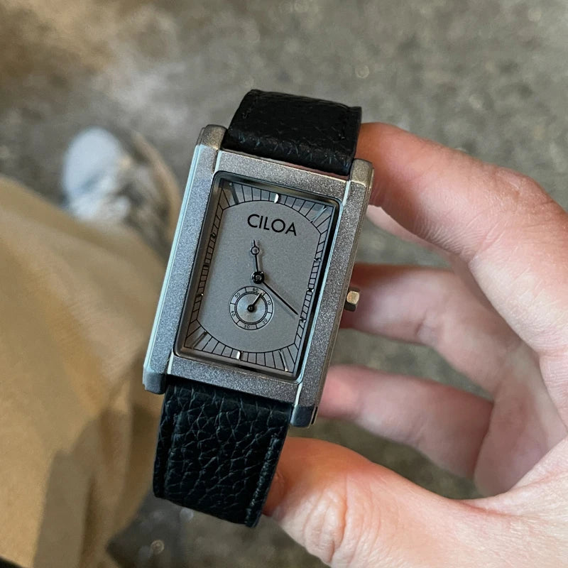 CILOA Tank Square – Orologio da Polso al Quarzo, Cassa Rettangolare in Acciaio Inox