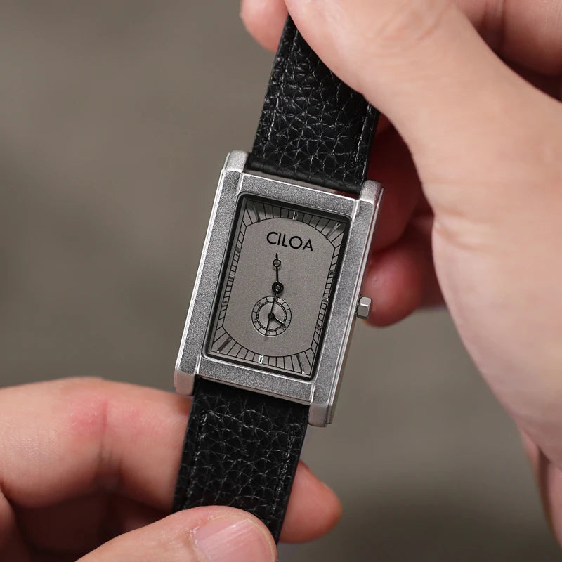 CILOA Tank Square – Orologio da Polso al Quarzo, Cassa Rettangolare in Acciaio Inox