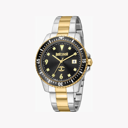 Just Cavalli Men's Two Tone Stainless Steel Watch, Black Dial | Jc1g246m0085
